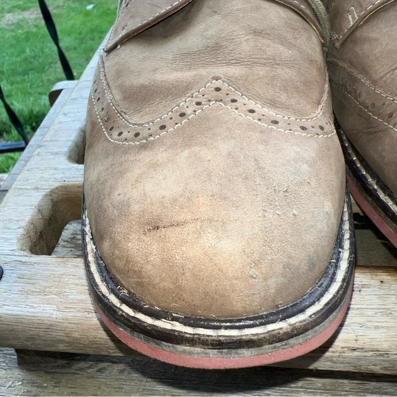 EUC Johnston & Murphy Men's Tan Sheepskin Suede Wingtip Oxford Sz 12M 20-3260 - Picture 13 of 13